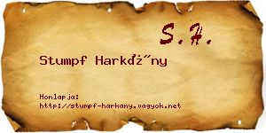 Stumpf Harkány névjegykártya